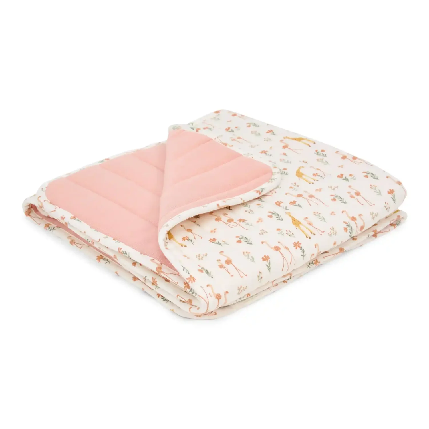 Ватирано Двулицево Одеяло Little Dutch Pink & Blooming Safari 70×100 cм.